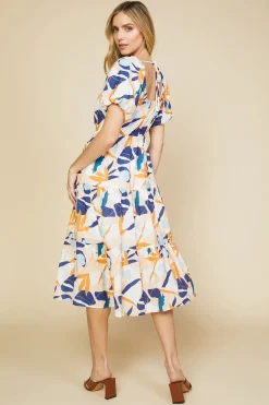 SKIES ARE BLUE Abstract Botanical Midi Dress* Midi Dresses