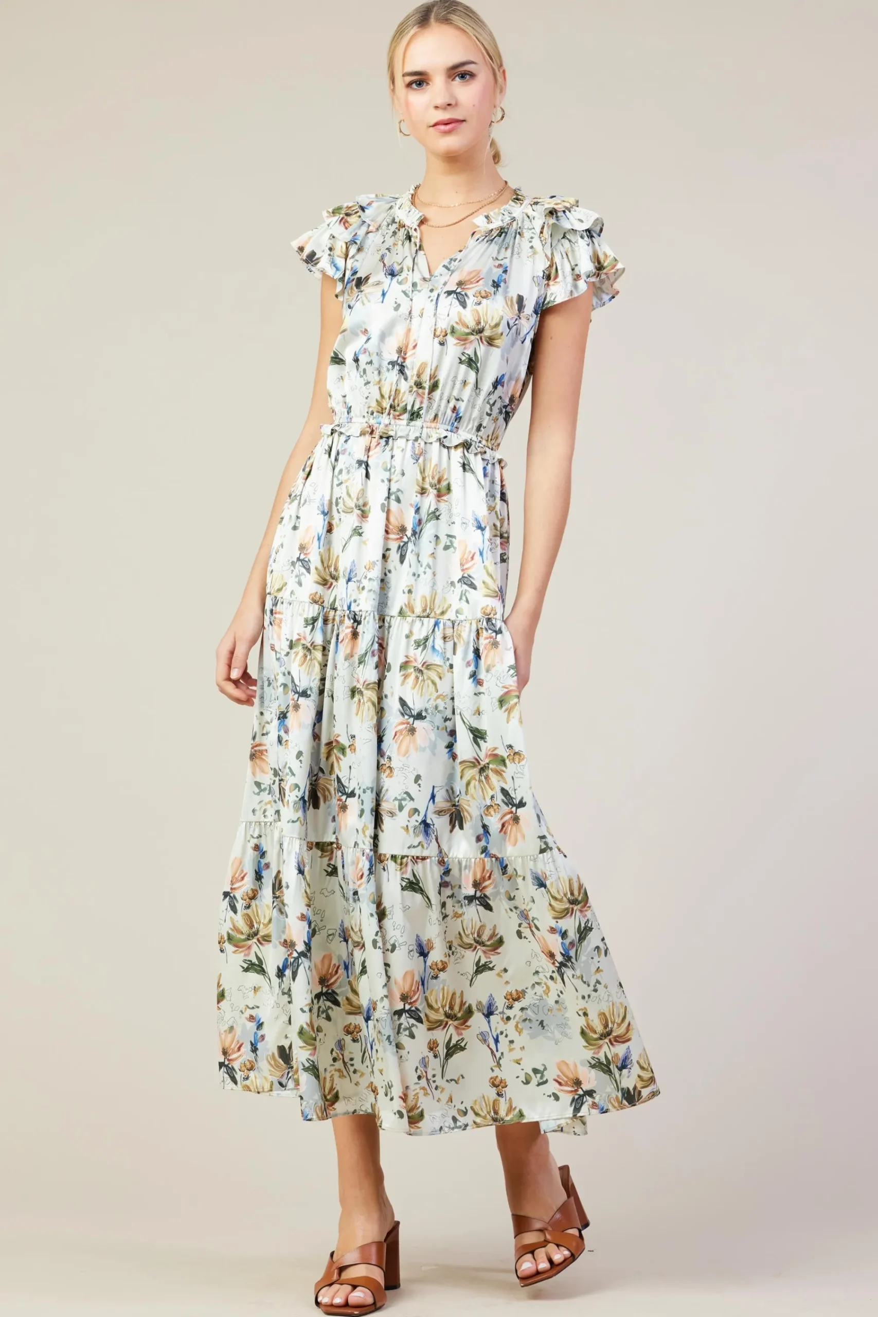 SKIES ARE BLUE Amani Floral Print Sleeveless Maxi Dress* Maxi Dresses