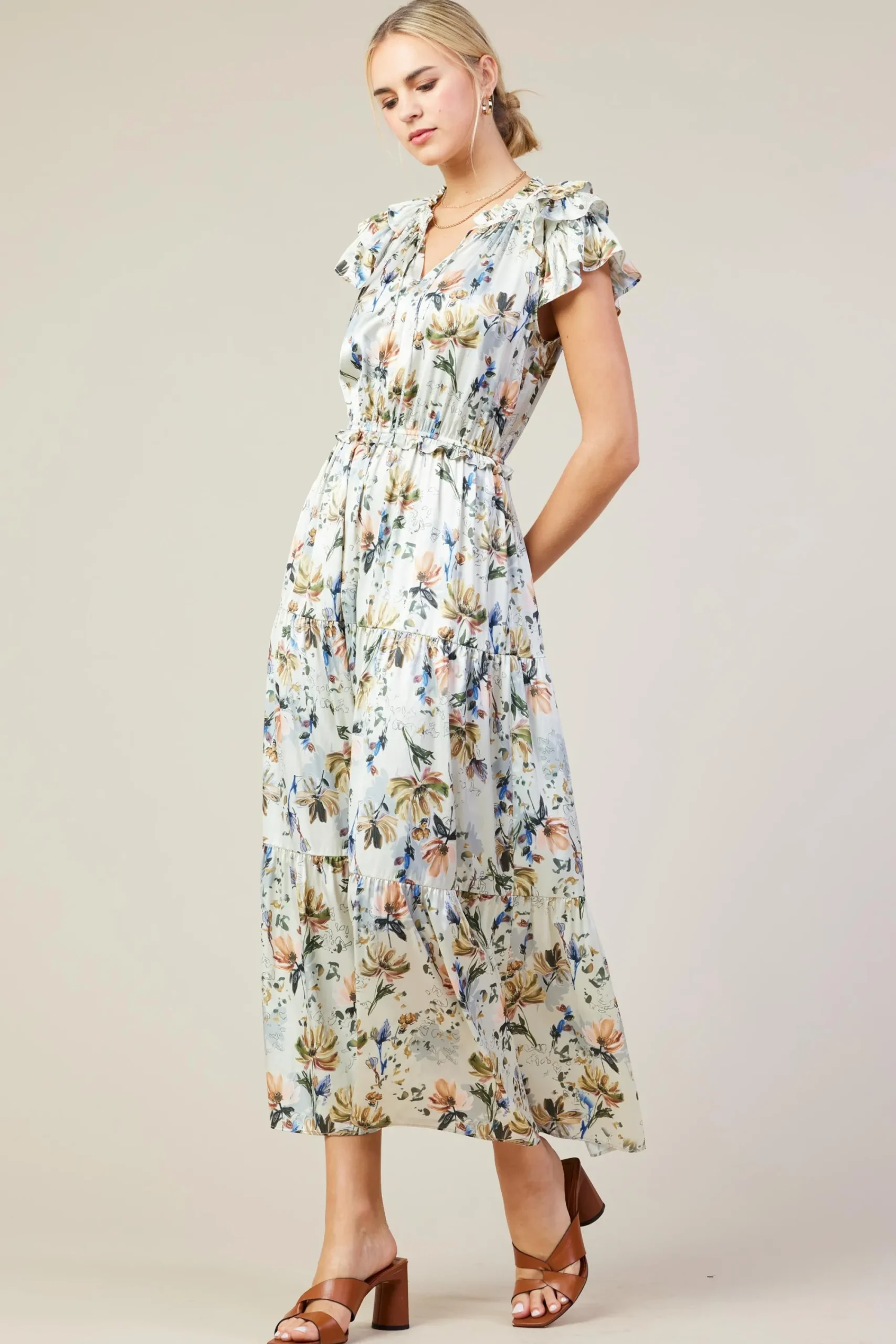 SKIES ARE BLUE Amani Floral Print Sleeveless Maxi Dress* Maxi Dresses