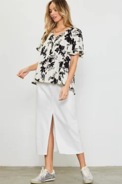 SKIES ARE BLUE Amaya Jacquard Print Short Sleeve Top* Short Sleeve Tops