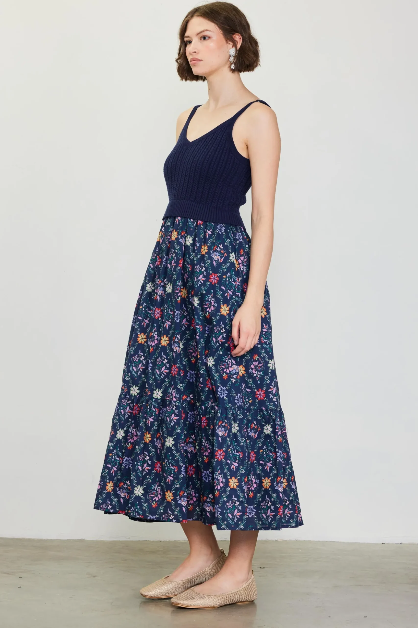 SKIES ARE BLUE Amelia Floral Print Midi Dress* Midi Dresses