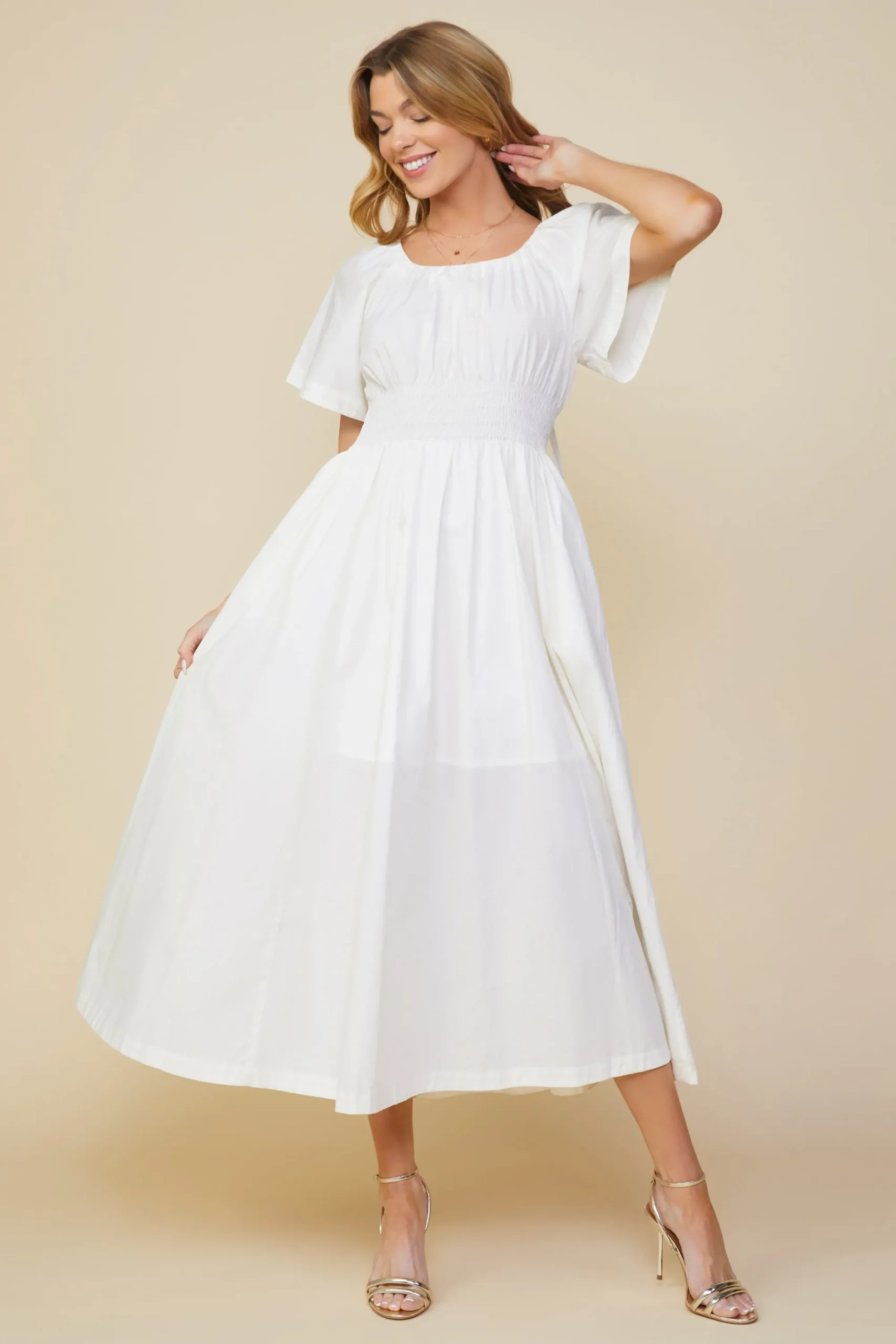 SKIES ARE BLUE Andrea Poplin Midi Dress* Midi Dresses