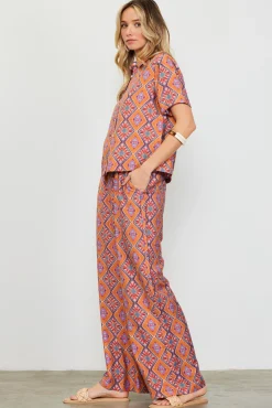 SKIES ARE BLUE Aspen Print Short Sleeve Blouse* Blouses|Short Sleeve Tops