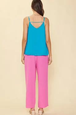 SKIES ARE BLUE Back Strap Detail Pleated Cami* Sleeveless Tops