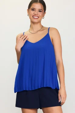 SKIES ARE BLUE Back Strap Detail Pleated Cami* Sleeveless Tops