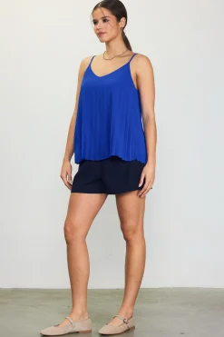 SKIES ARE BLUE Back Strap Detail Pleated Cami* Sleeveless Tops