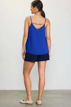 SKIES ARE BLUE Back Strap Detail Pleated Cami* Sleeveless Tops