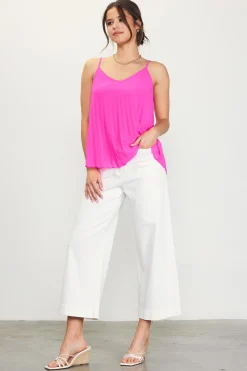 SKIES ARE BLUE Back Strap Detail Pleated Cami* Sleeveless Tops