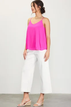 SKIES ARE BLUE Back Strap Detail Pleated Cami* Sleeveless Tops