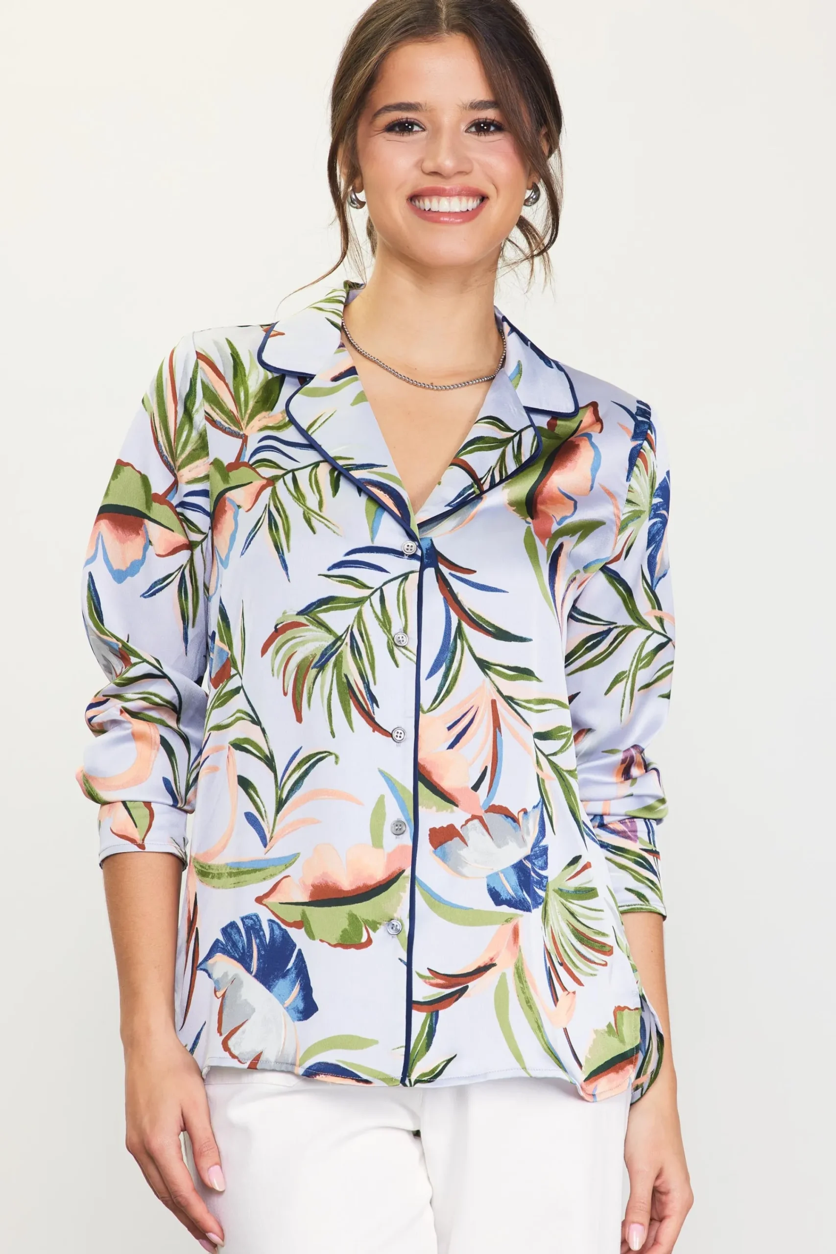 SKIES ARE BLUE Bianca Floral Print Longsleeve Blouse* Blouses|Long Sleeve Tops