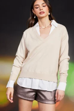 SKIES ARE BLUE Blair Mixed Media Sweater* Long Sleeve Tops|Sweaters