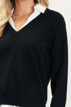 SKIES ARE BLUE Blair Mixed Media Sweater* Long Sleeve Tops|Sweaters