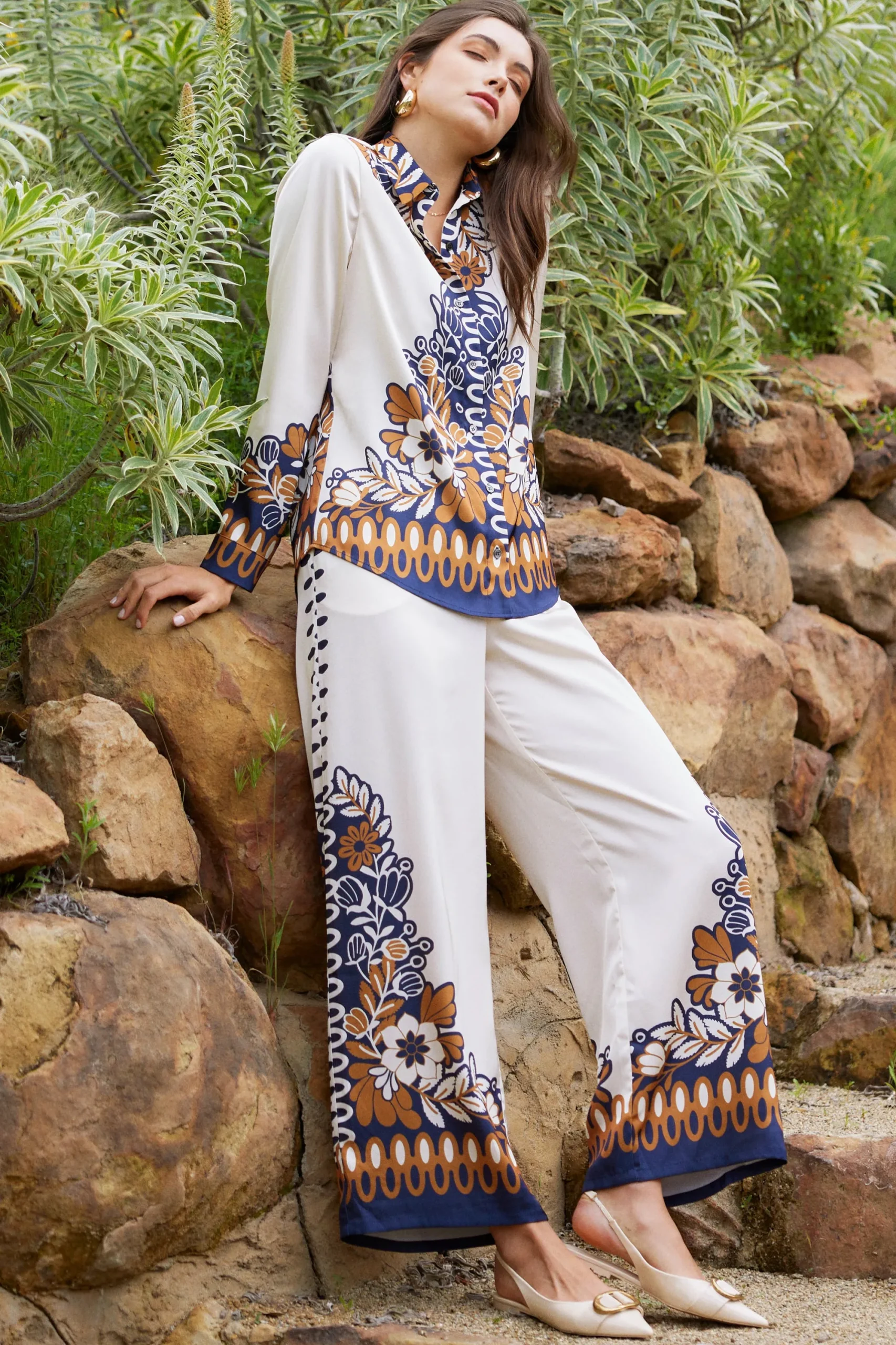 SKIES ARE BLUE Blythe Floral Print Relaxed Pants* Pants