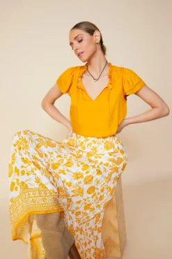 SKIES ARE BLUE Border Print Maxi Skirt* Skirts