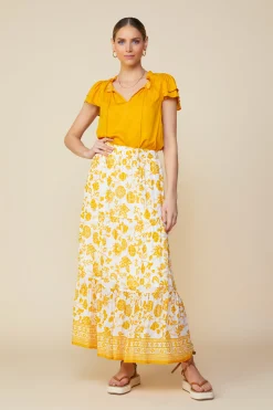 SKIES ARE BLUE Border Print Maxi Skirt* Skirts