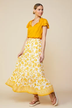 SKIES ARE BLUE Border Print Maxi Skirt* Skirts