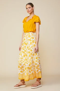 SKIES ARE BLUE Border Print Maxi Skirt* Skirts