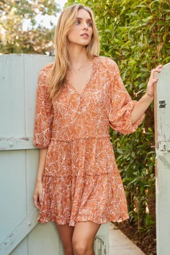 SKIES ARE BLUE Botanical Ruffled Mini Dress* Mini Dresses