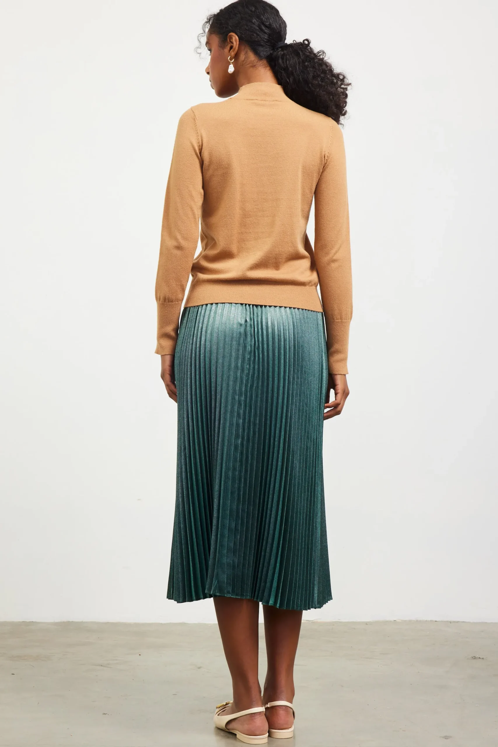 SKIES ARE BLUE Button Detail Mock Neck Sweater* Long Sleeve Tops|Sweaters