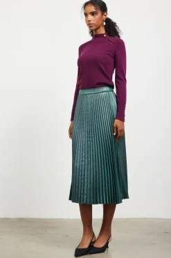 SKIES ARE BLUE Button Detail Mock Neck Sweater* Long Sleeve Tops|Sweaters