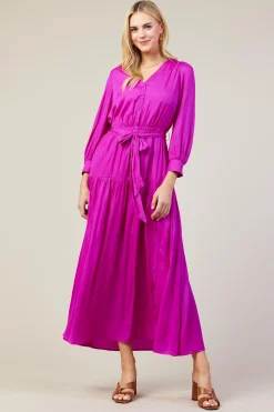 SKIES ARE BLUE Button Detail Tiered Maxi Dress* Maxi Dresses