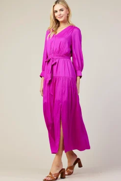 SKIES ARE BLUE Button Detail Tiered Maxi Dress* Maxi Dresses