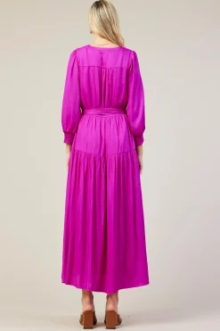 SKIES ARE BLUE Button Detail Tiered Maxi Dress* Maxi Dresses