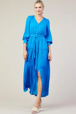 SKIES ARE BLUE Button Detail Tiered Maxi Dress* Maxi Dresses