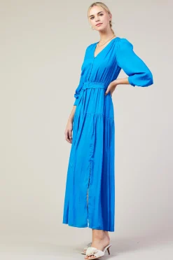 SKIES ARE BLUE Button Detail Tiered Maxi Dress* Maxi Dresses
