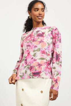 SKIES ARE BLUE Camelia Floral Print Sweater* Sweaters
