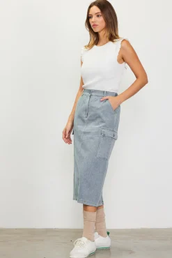 SKIES ARE BLUE Cargo Detail Midi Skirt* Skirts