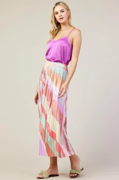 SKIES ARE BLUE Carmine Print Pleated Midi Skirt* Skirts