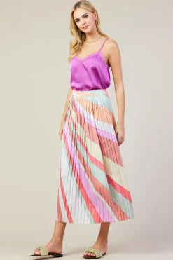 SKIES ARE BLUE Carmine Print Pleated Midi Skirt* Skirts