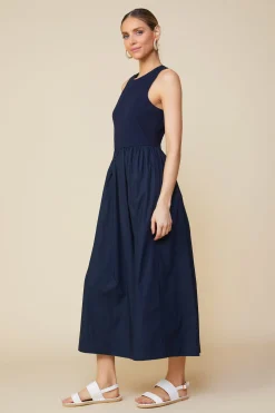 SKIES ARE BLUE Celia Mixed Media Midi Dress* Midi Dresses