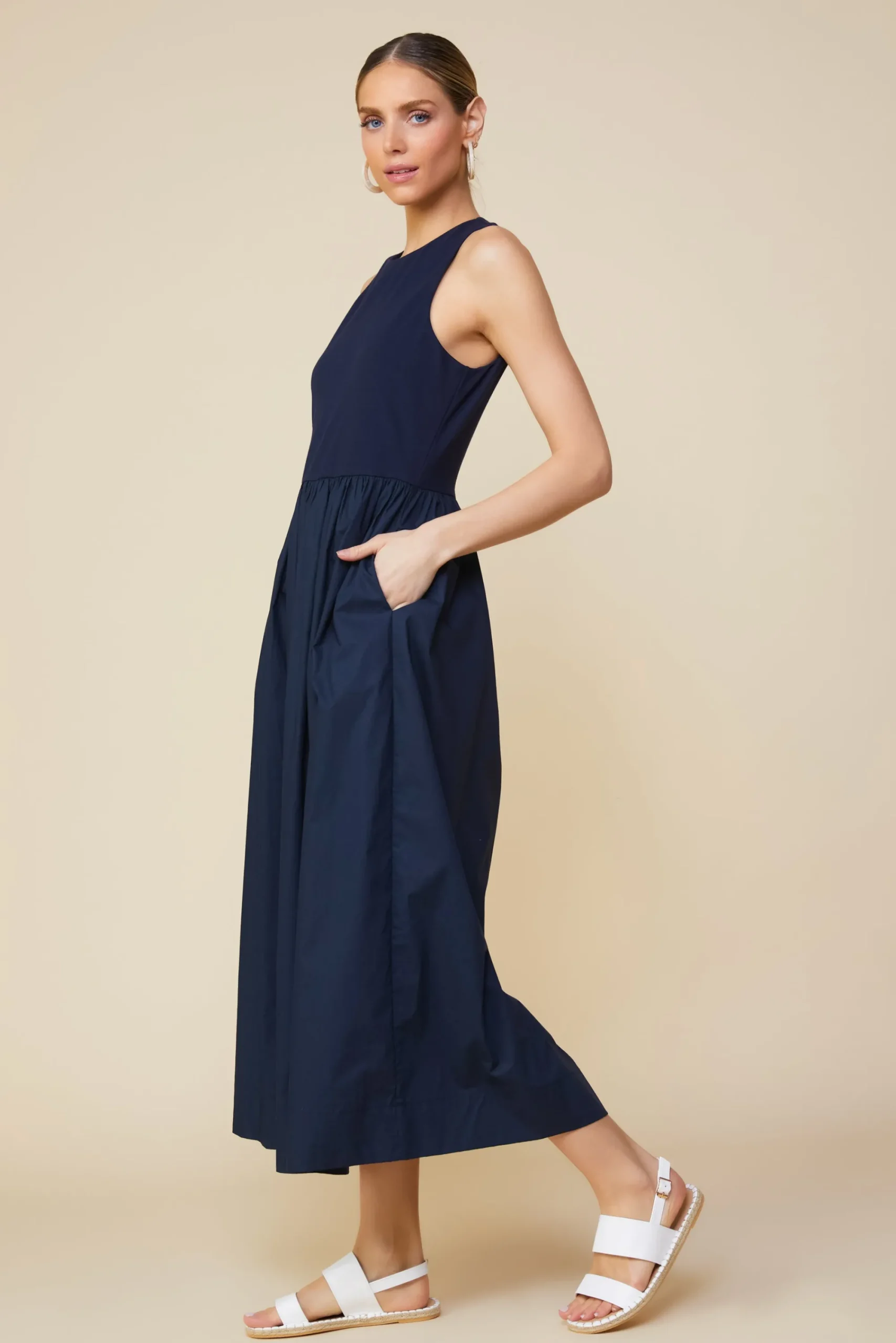 SKIES ARE BLUE Celia Mixed Media Midi Dress* Midi Dresses