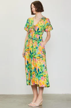 SKIES ARE BLUE Celine Floral Print Midi Dress* Midi Dresses