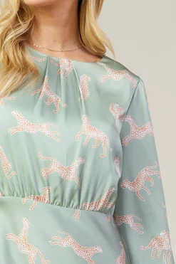 SKIES ARE BLUE Cheetah Print Midi Dress* Midi Dresses