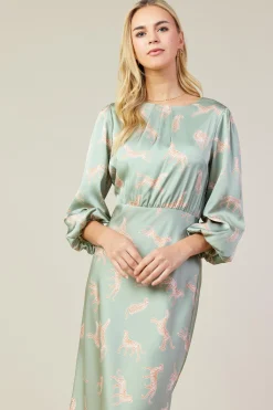 SKIES ARE BLUE Cheetah Print Midi Dress* Midi Dresses