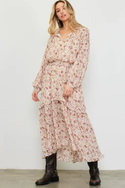 SKIES ARE BLUE Chiffon Print Split Midi Dress* Midi Dresses