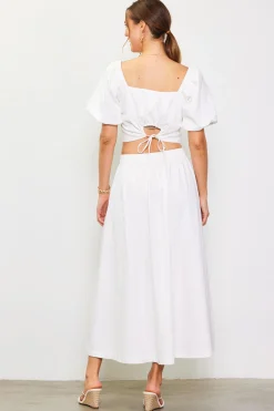 SKIES ARE BLUE Cinch-Back Square Neck Top* Short Sleeve Tops