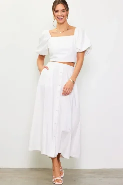 SKIES ARE BLUE Cinch-Back Square Neck Top* Short Sleeve Tops