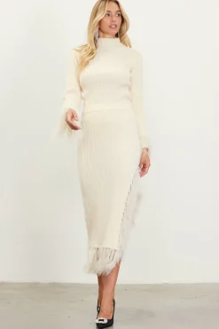 SKIES ARE BLUE Clio Feathered Fringe Asymmetrical Skirt* Skirts