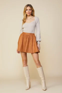 SKIES ARE BLUE Coated Ponte Flared Mini Skirt* Skirts