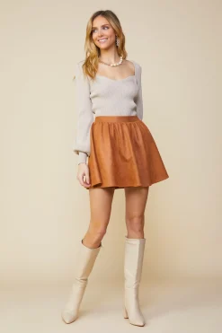 SKIES ARE BLUE Coated Ponte Flared Mini Skirt* Skirts