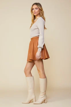 SKIES ARE BLUE Coated Ponte Flared Mini Skirt* Skirts