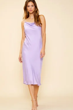 SKIES ARE BLUE Cowl Neck Bias Dress* Midi Dresses