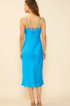 SKIES ARE BLUE Cowl Neck Bias Dress* Midi Dresses