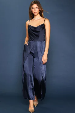 SKIES ARE BLUE Cowl Neckline Satin Jumpsuit* Jumpsuits