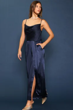 SKIES ARE BLUE Cowl Neckline Satin Jumpsuit* Jumpsuits