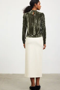 SKIES ARE BLUE Crinkled Velvet Mock Neck Top* Long Sleeve Tops